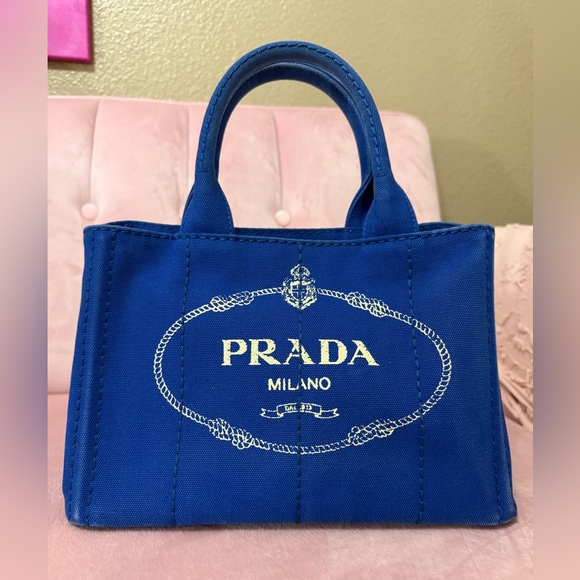 Prada Handbags - AUTHENTIC PRADA CANAPA Cobalt Blue Canvas Tote